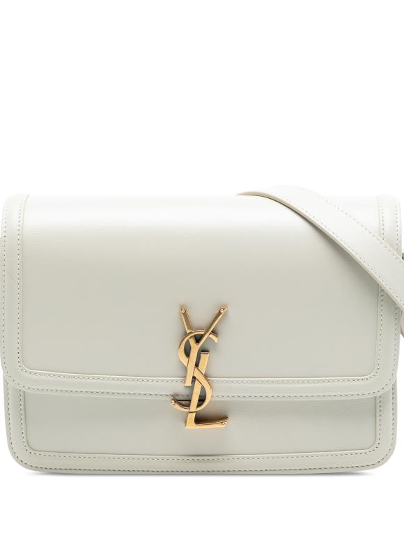 Saint Laurent White Medium Smooth Calfskin Solferino Satchel In Box