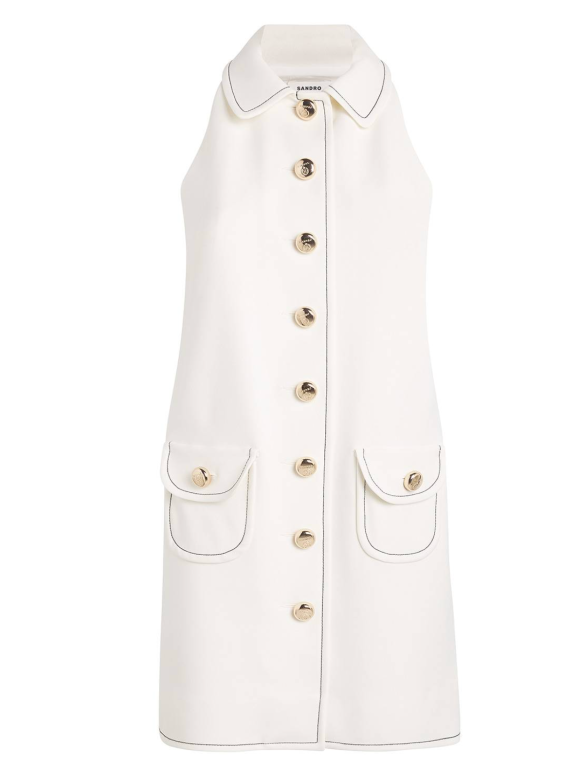 Sandro Topstitched Mini Shirt Dress