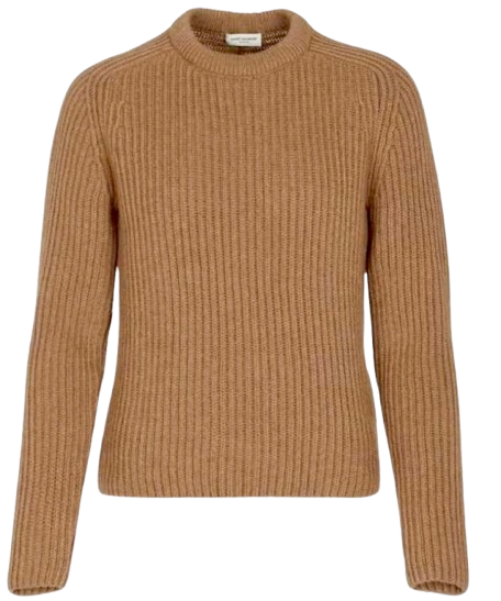 Saint Laurent Camel Hair Crew Neck Jumper
