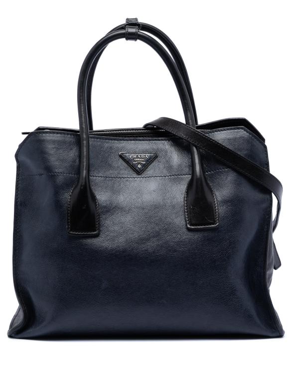 Prada Blue Glace Calf Satchel