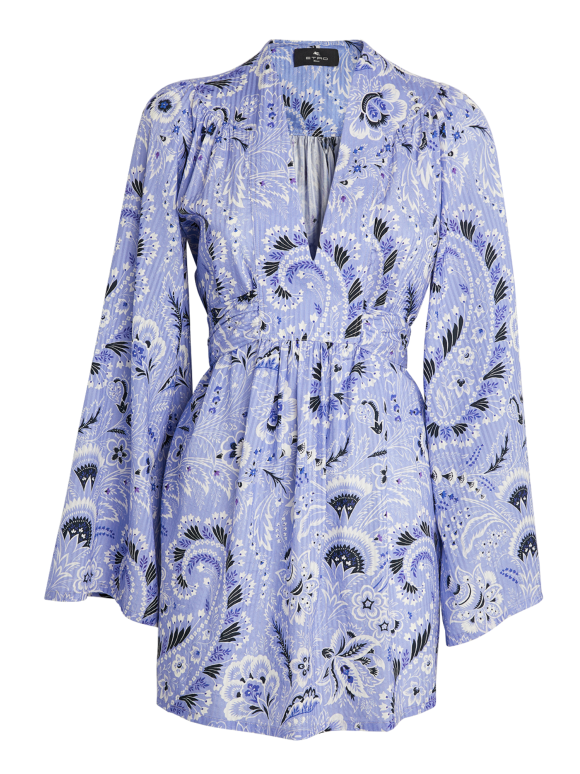 Etro V-Neck Printed Cotton-Blend Minidress