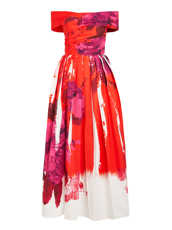 Erdem Off-shoulder Cotton Faille Maxi Dress