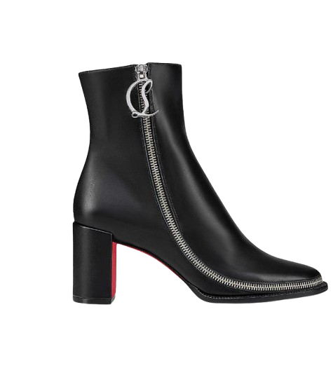 Christian Louboutin Black Leather Zip Booty