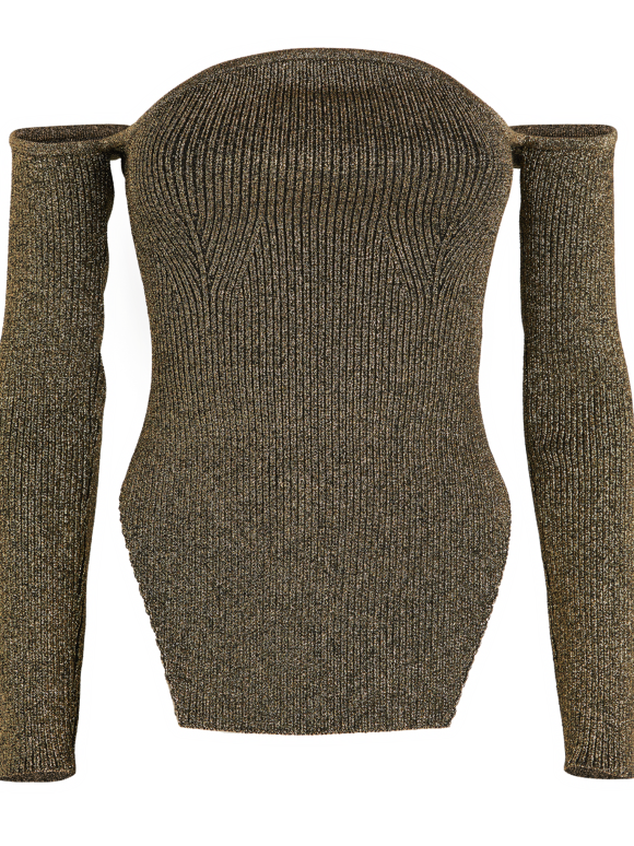 Khaite MARIA LS BARDOT SWEATER XS GOLD 917