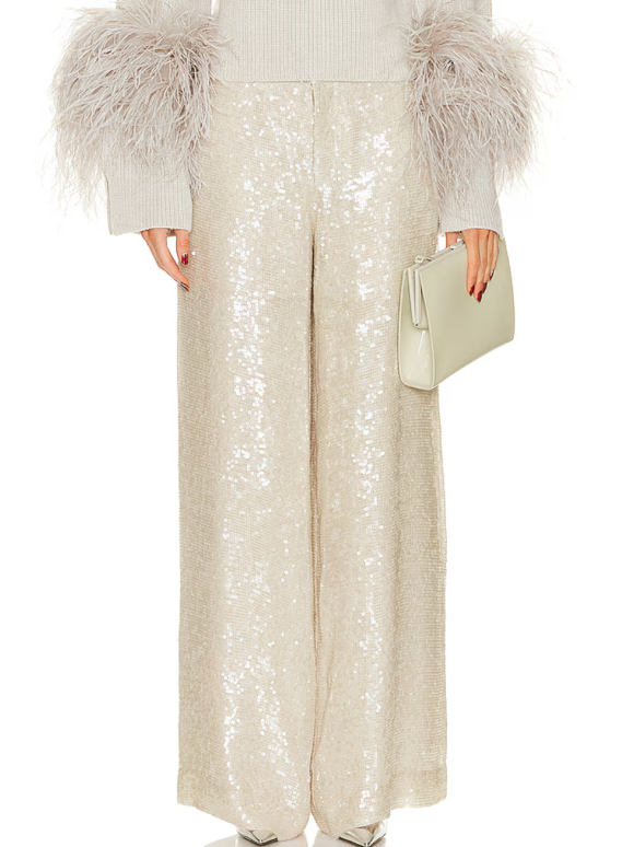 Lapointe Sequin Viscose Relaxed Wide Leg Trouser