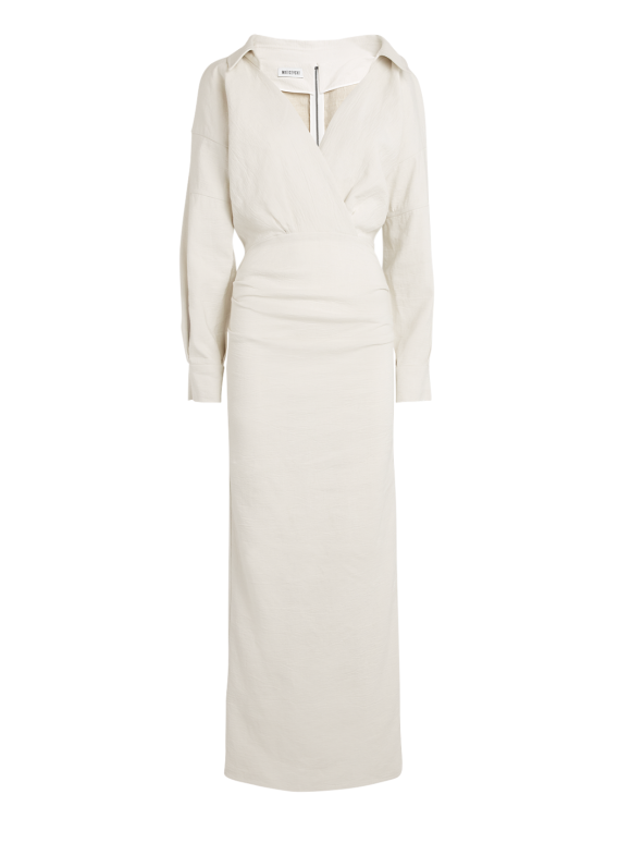 Maticevski Category Ruched Linen Midi Shirt Dress