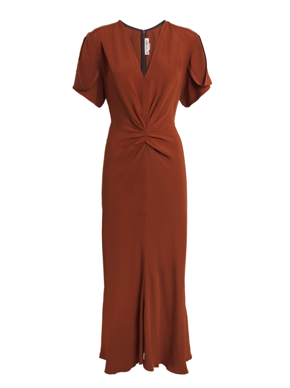 Victoria Beckham Gathered Crepe Midi Dress