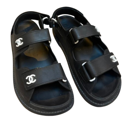 Chanel Black Rubber Dad Sandals