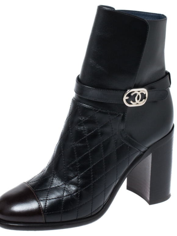 Chanel Black Leather Ankle Boots