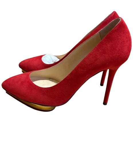 Charlotte Olympia Red Suede Platform Pumps