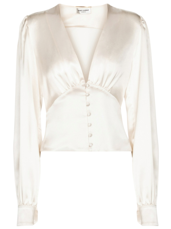 Saint Laurent Cream Silk Blouse