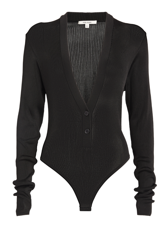 Nensi Dojaka Semi-Sheer Ribbed Bodysuit