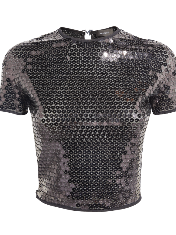 Mugler Short-Sleeved Sequinned Blouse