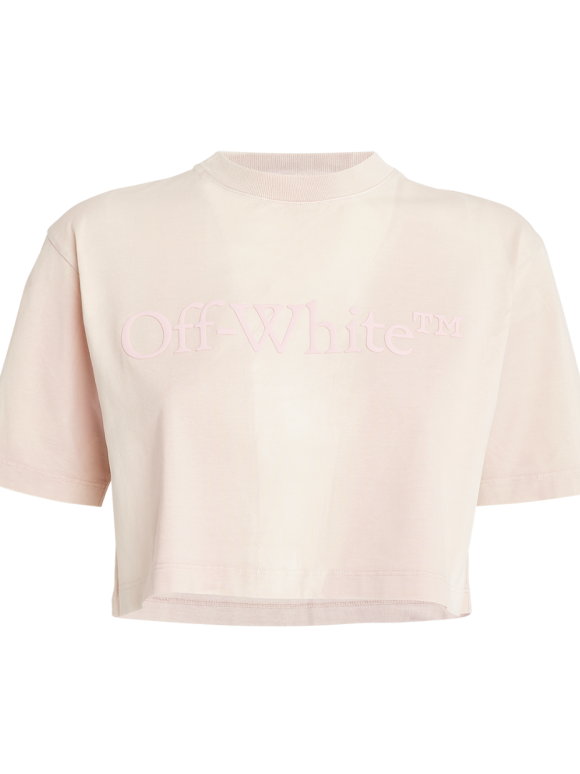 Off-White Rubberised-Logo Cropped T-shirt