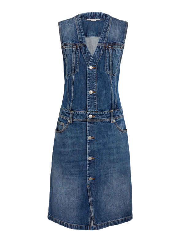 Stella McCartney Blue Paneled Denim Midi Dress