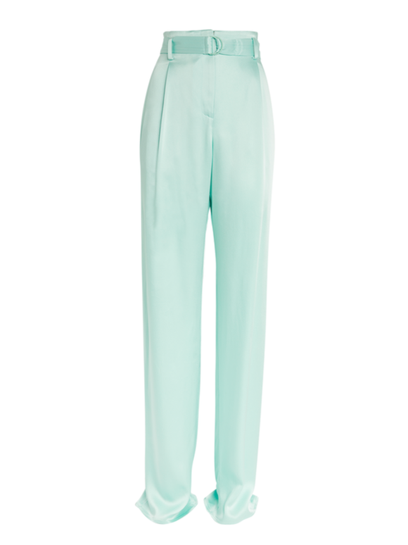 Lapointe High-Rise Belted Straight-Leg Organic Silk Twill Trousers