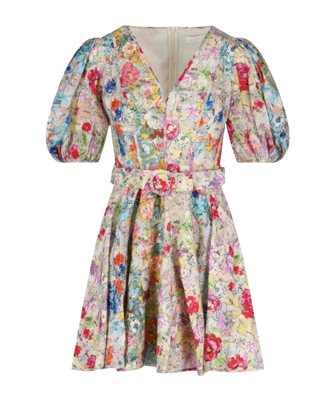 Zimmermann Floral Belted Mini Dress