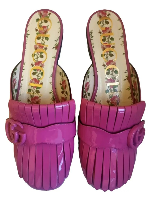 Gucci Pink Patent Marmont Flats