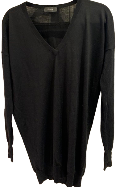 Joseph Semi Sheer Black Wool V Neck Jumper