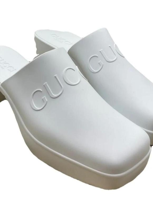 Gucci White Rubber Mules