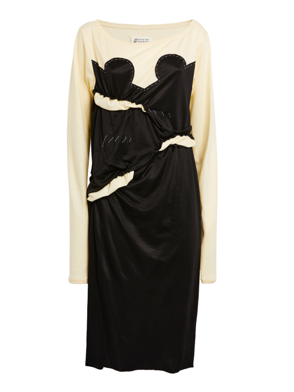 Maison Margiela Spliced Gathered Jersey Midi Dress