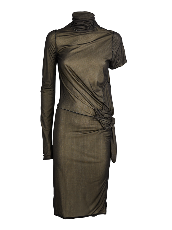 Maison Margiela Asymmetric Ruched Midi Dress