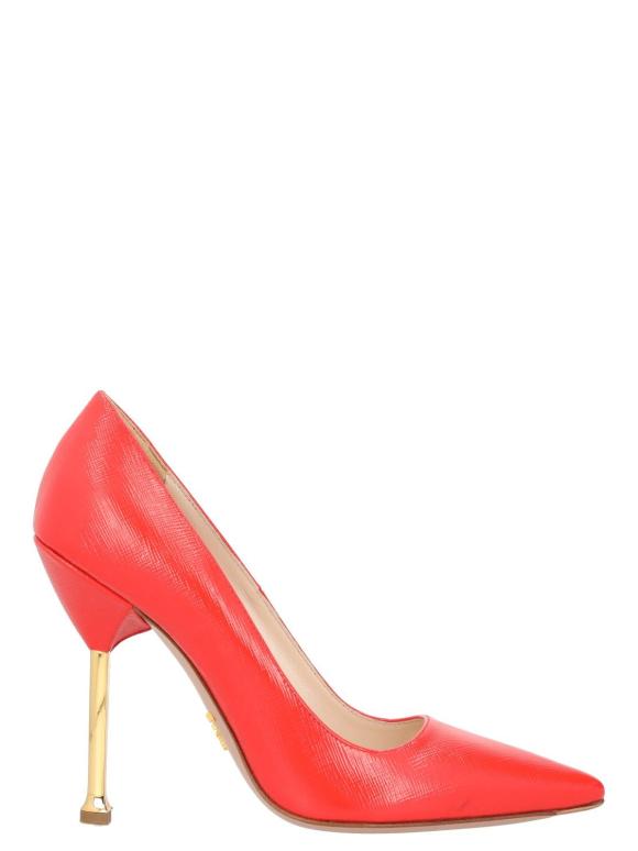 Prada Neon Pink Saffiano Leather Pointed-Toe Pumps