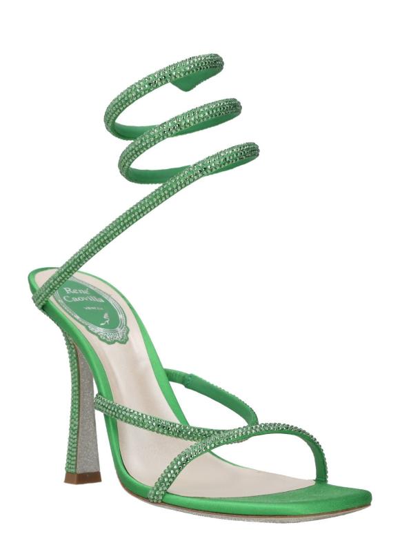 Rene Caovilla Cleo Crystal-embellished Satin Sandals