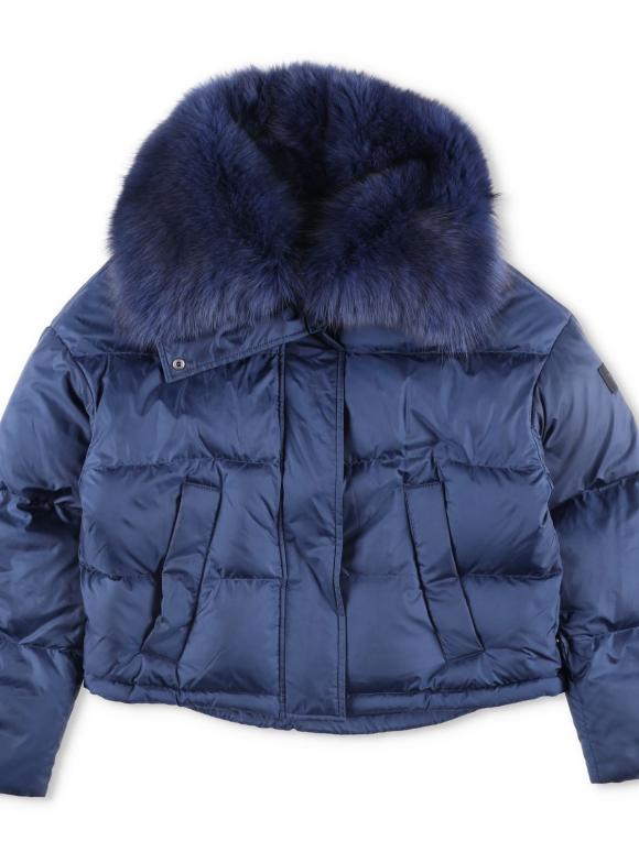 Yves Salomon Short Down Jacket With Fluffy Fox Trim