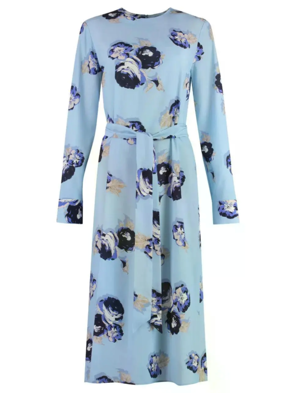 St. John  Floral-printed Long-sleeve Dress