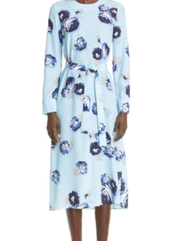 St. John  Floral-printed Long-sleeve Dress