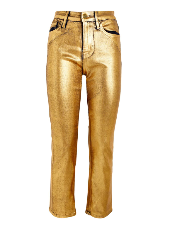Frame Le Crop Mini Cropped Metallic Coated High-Rise Bootcut Jeans