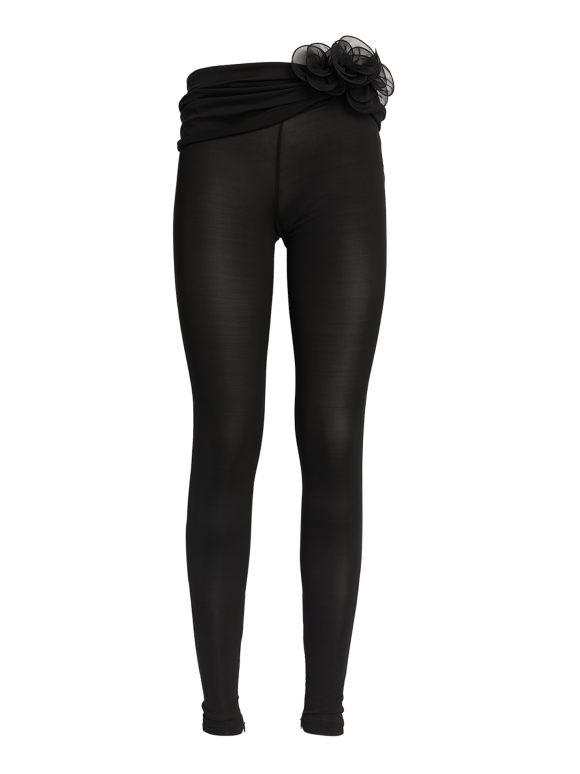 Magda Butrym Floral-Appliquéd Silk Georgette-Trimmed Jersey Trousers