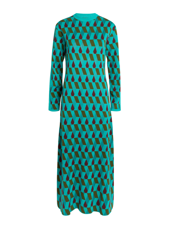 La DoubleJ Diamond-Pattern Midi Dress