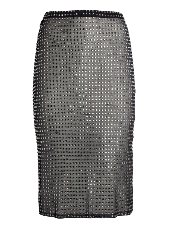 Christopher Esber Navy Cristalla Midi Skirt