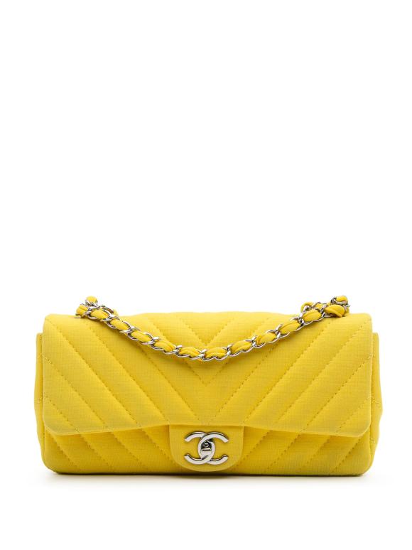 Chanel Yellow Chevron Jersey East West Flap