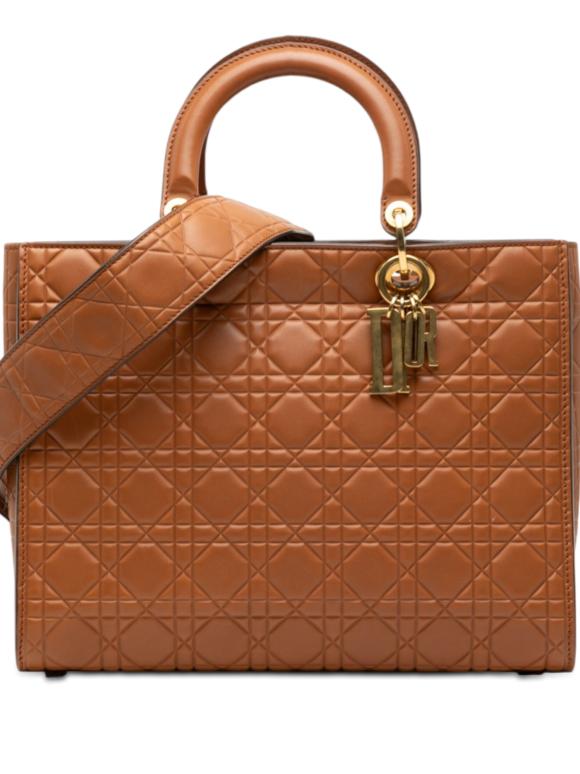 Dior Tan Large Ultra Matte Calfskin Cannage Embossed Lady Dior