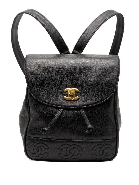Chanel Black Caviar Triple CC Backpack