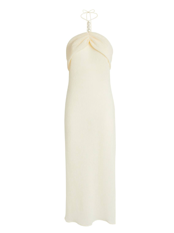 Magda Butrym Pearl-detail Halterneck Midi Dress
