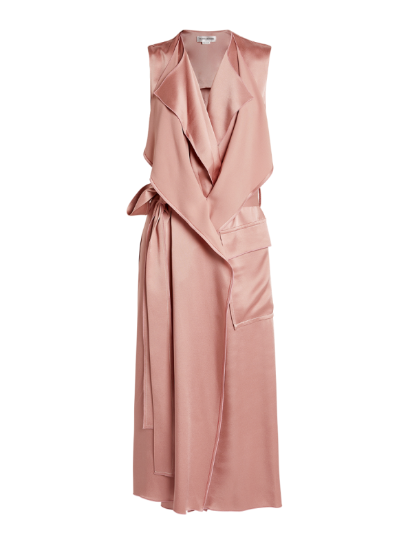 Victoria Beckham Cutout Hammered-Satin Midi Wrap Dress