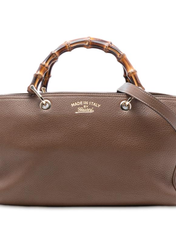 Gucci Tan Medium Calfskin Bamboo Shopper Satchel
