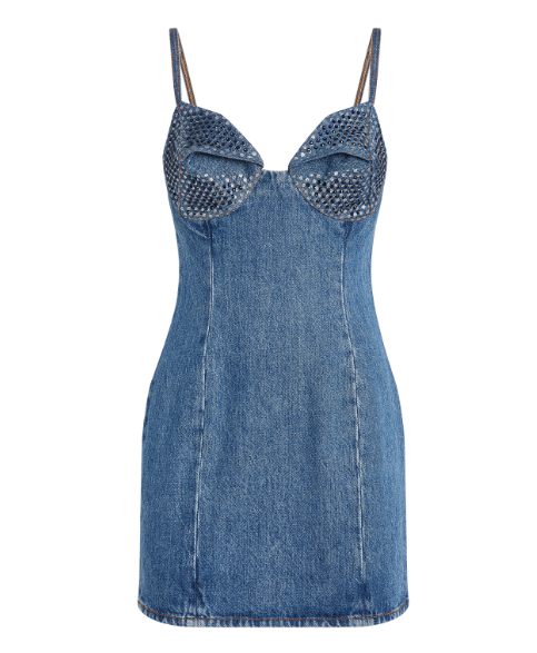 Area Crystal-Embellished Denim Minidress