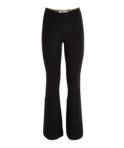 Alexander Wang Chain-Embellished Ribbed Flared Trousers