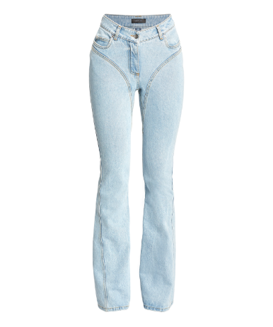 Mugler Crystal-Embellished Flared Jeans