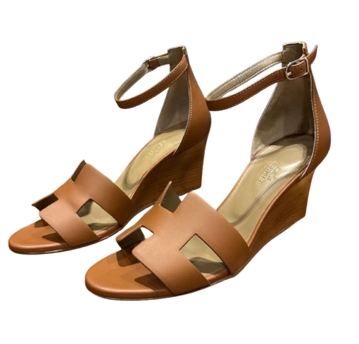 Hermes Tan Leather Ankle Legend Sandals