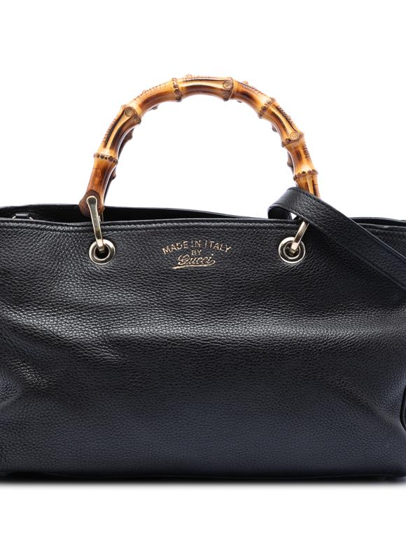 Gucci Black Medium Calfskin Bamboo Shopper Satchel