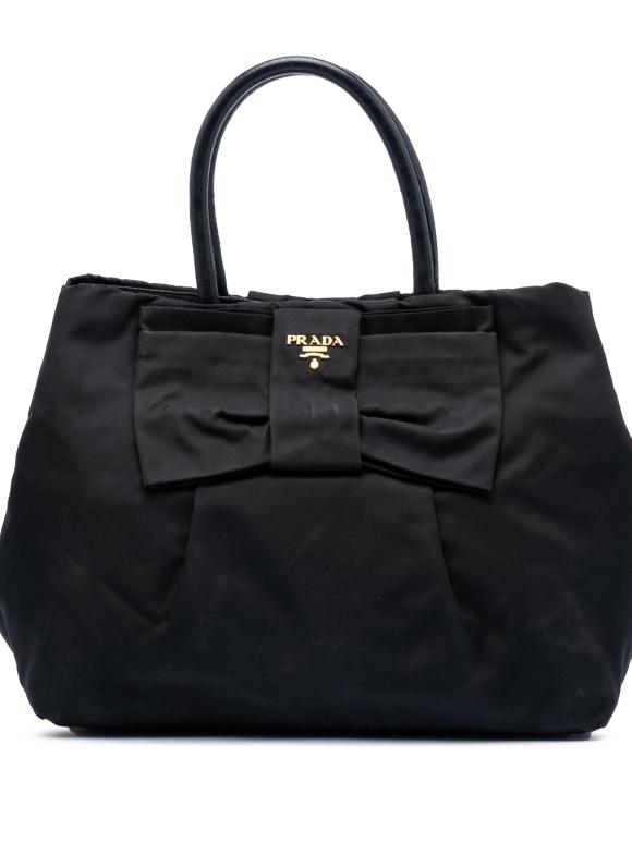Prada Black Tessuto Fiocco Bow Tote