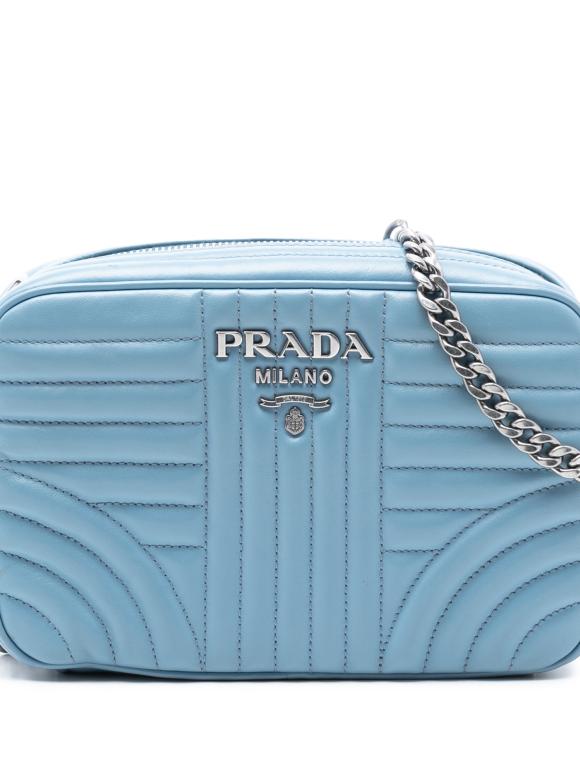 Prada Blue Soft Calfskin Diagramme Camera Bag