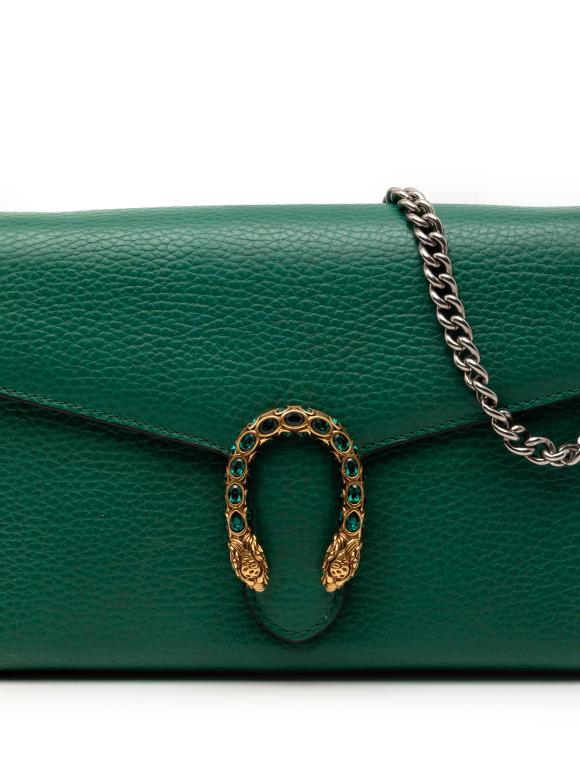 Gucci Green Leather Dionysus Wallet on Chain