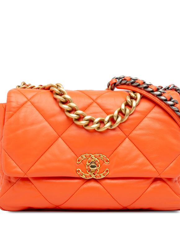 Chanel Orange Large 19 Lambskin Flap